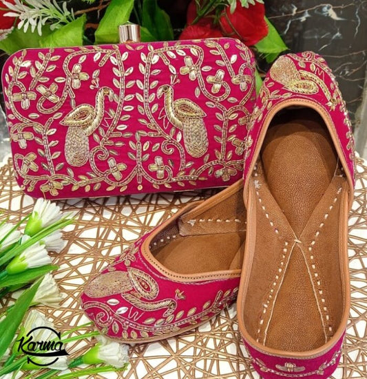 Punjabi Fancy Jutti & Handbag Set - KarmaOnline