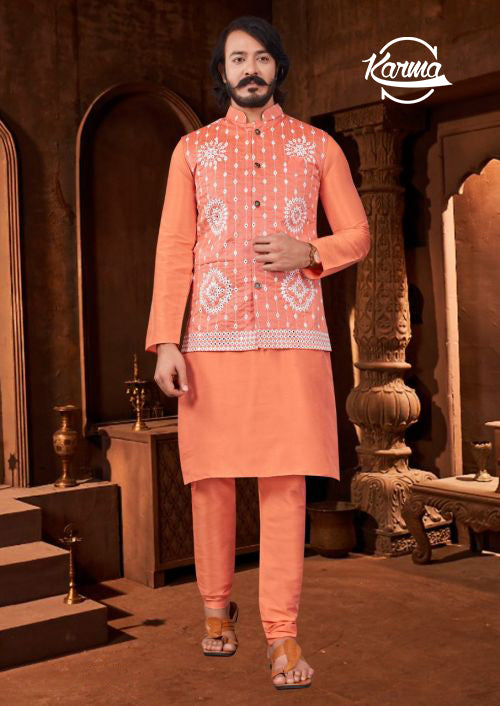 Ethnic Wear Kurta Pajama with Waistcoat - KarmaOnline