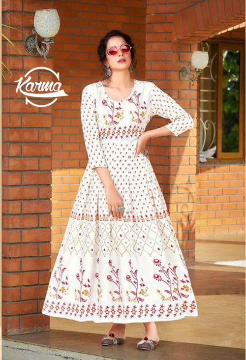 Anarkali Foiled Printed Wear - KarmaOnline