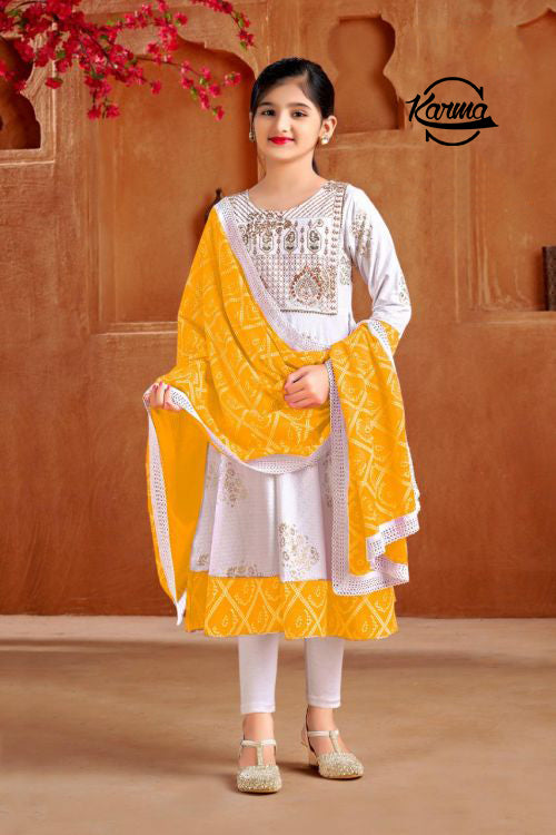 White Nasheen Gown & Dupatta - KarmaOnline