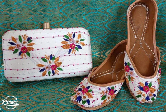 Punjabi Fancy Jutti & Handbag Set - KarmaOnline