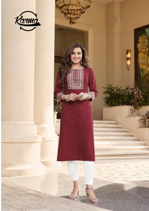 Embroided Viscose kurti - KarmaOnline