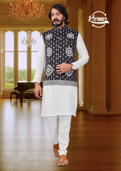 Ethnic Wear Kurta Pajama with Waistcoat - KarmaOnline