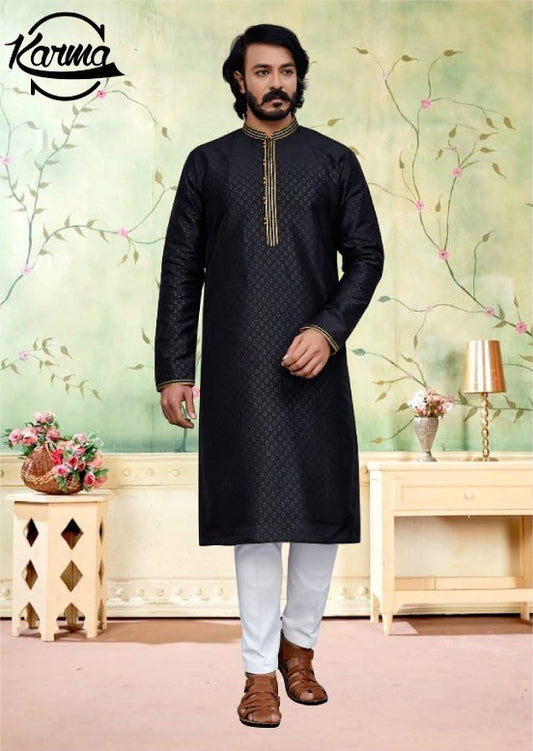 Royal Silk Embroidered Kurta Set - KarmaOnline