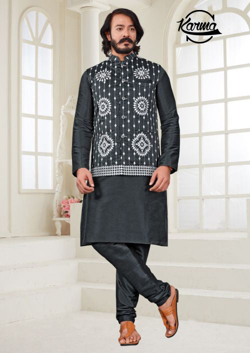 Ethnic Wear Kurta Pajama with Waistcoat - KarmaOnline