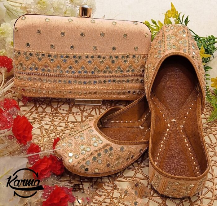 Punjabi Fancy Jutti & Handbag Set - KarmaOnline