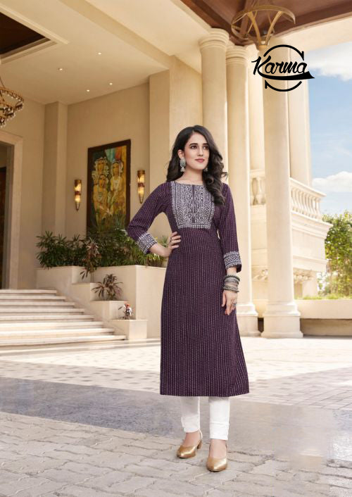 Elegant Embroided Viscose kurti - KarmaOnline