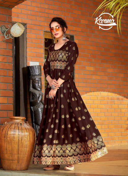 Anarkali Foiled Printed Wear - KarmaOnline