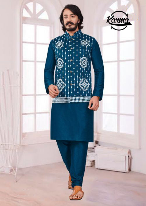 Ethnic Wear Kurta Pajama with Waistcoat - KarmaOnline