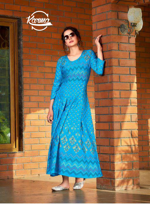 Anarkali Foiled Printed Wear - KarmaOnline