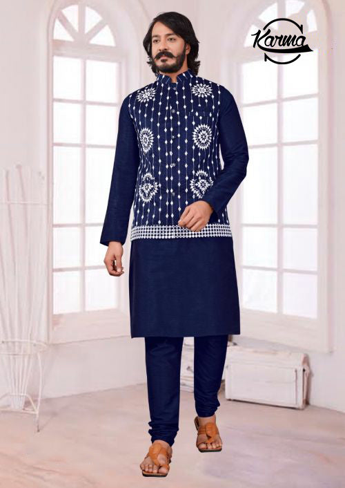 Ethnic Wear Kurta Pajama with Waistcoat - KarmaOnline