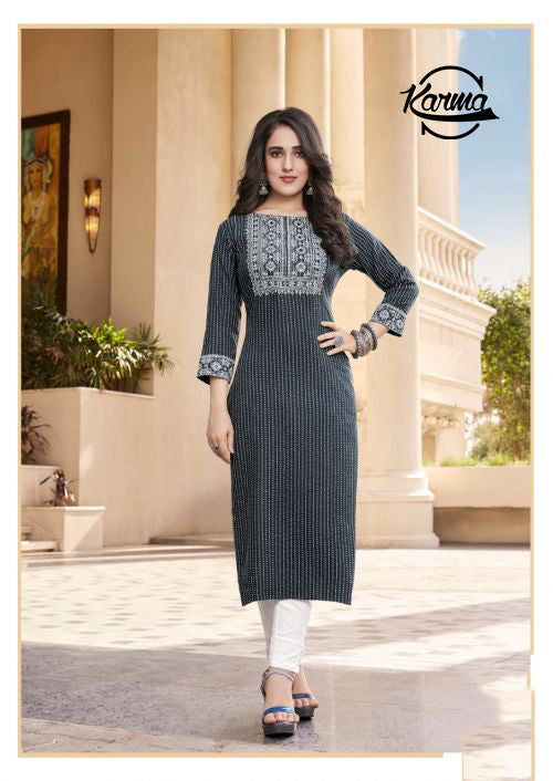 Elegant Embroided Viscose kurti - KarmaOnline