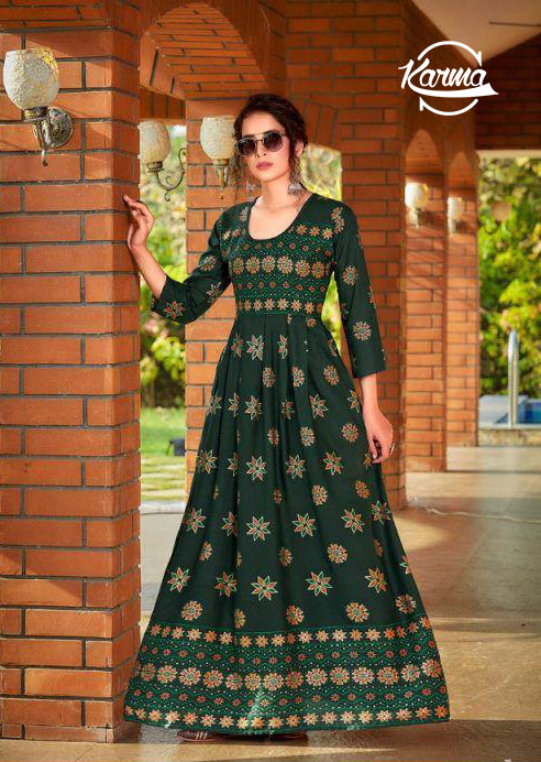 Anarkali Foil Printed Wear - KarmaOnline