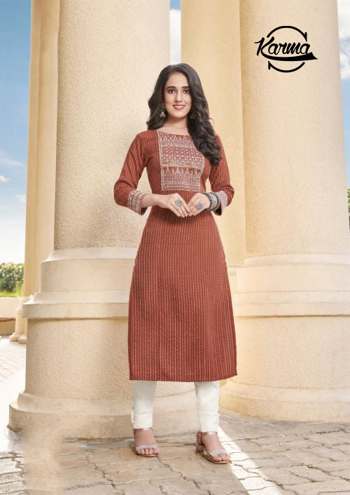 Elegant Embroided Viscose kurti - KarmaOnline