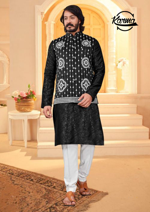 Ethnic Look Kurta Pajama with Waistcoat - KarmaOnline