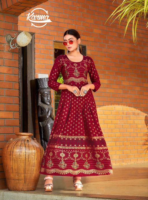 Anarkali Foil Printed Wear - KarmaOnline