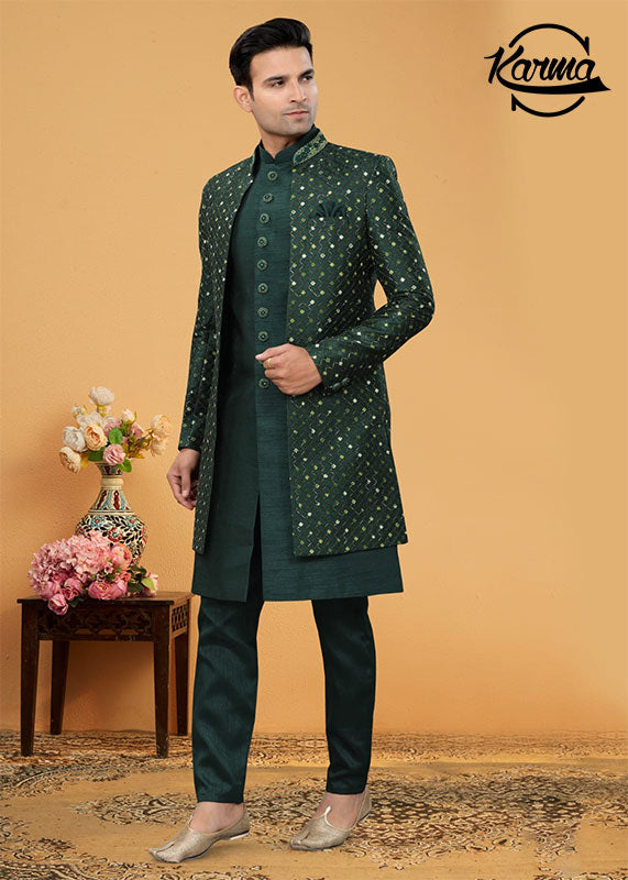 Ethnic Look Men's Sherwani & Jacket Set - KarmaOnline