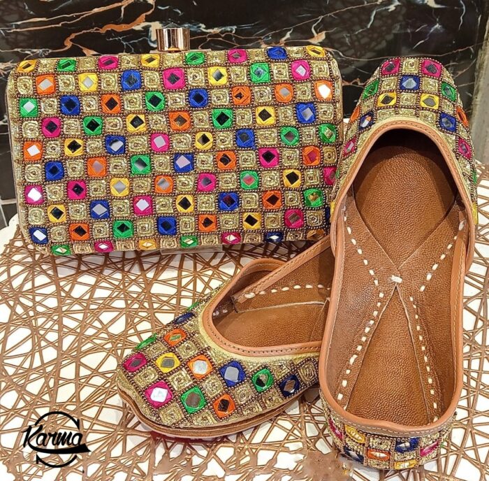 Punjabi Fancy Jutti & Purse Set - KarmaOnline