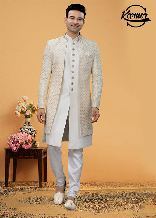 Ethnic Look Men's Sherwani & Jacket Set - KarmaOnline