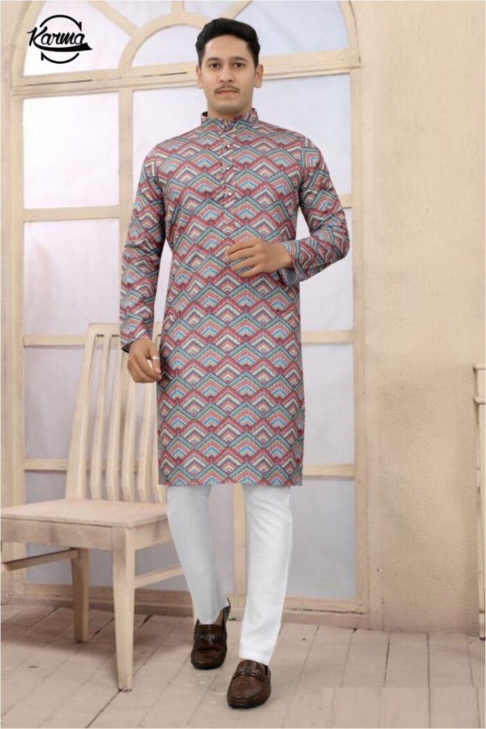 Men's Digital Printed Kurta Pajama Set - KarmaOnline