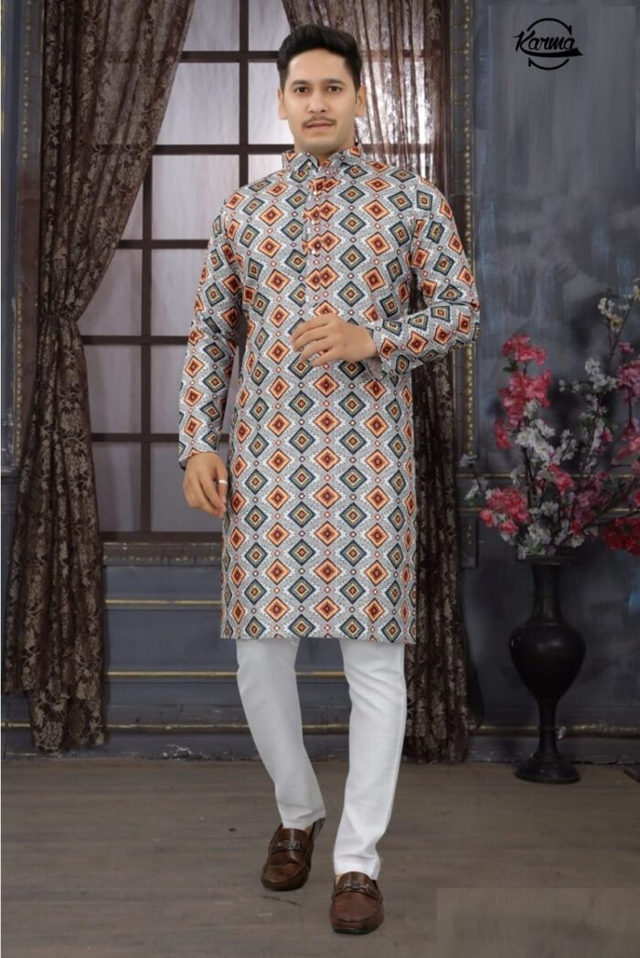 Men's Digital Printed Kurta Pajama Set - KarmaOnline