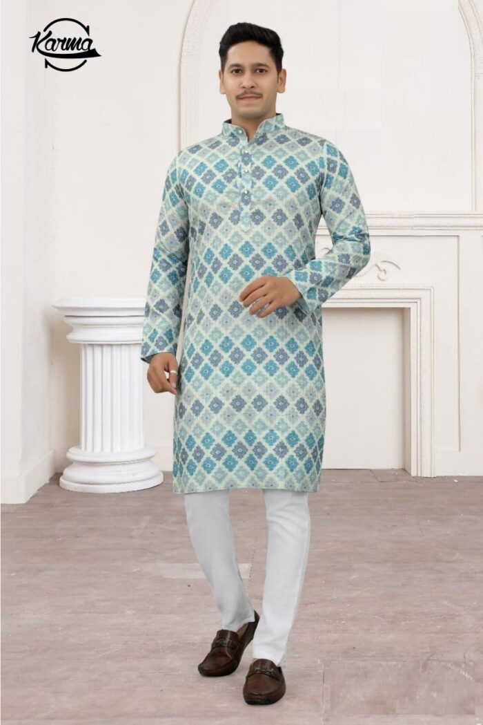 Men's Digital Printed Kurta Pajama Set - KarmaOnline