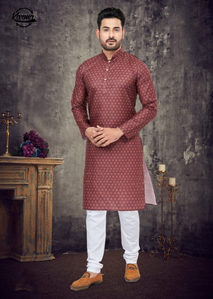 Men's Printed Kurta & Pajama - KarmaOnline