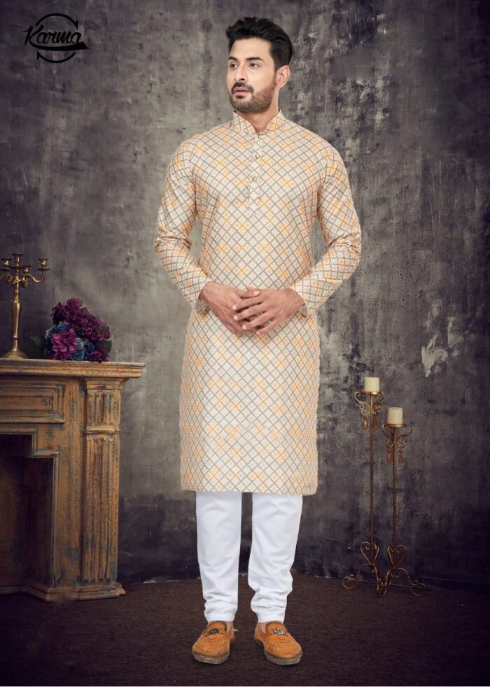 Men's Printed Kurta & Pajama - KarmaOnline