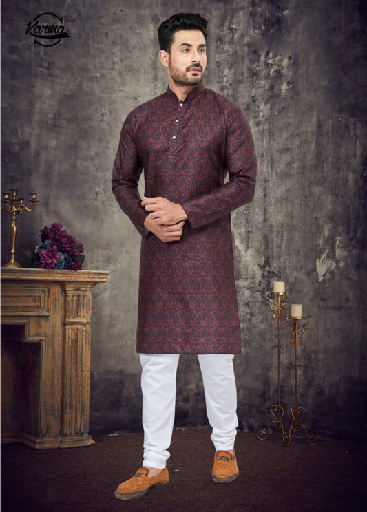 Men's Printed Kurta & Pajama - KarmaOnline