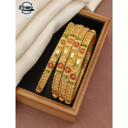 Traditional Gold Fancy Bangle Set - KarmaOnline