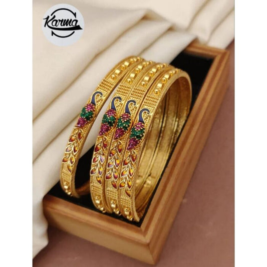 Traditional Gold Fancy Bangle Set - KarmaOnline