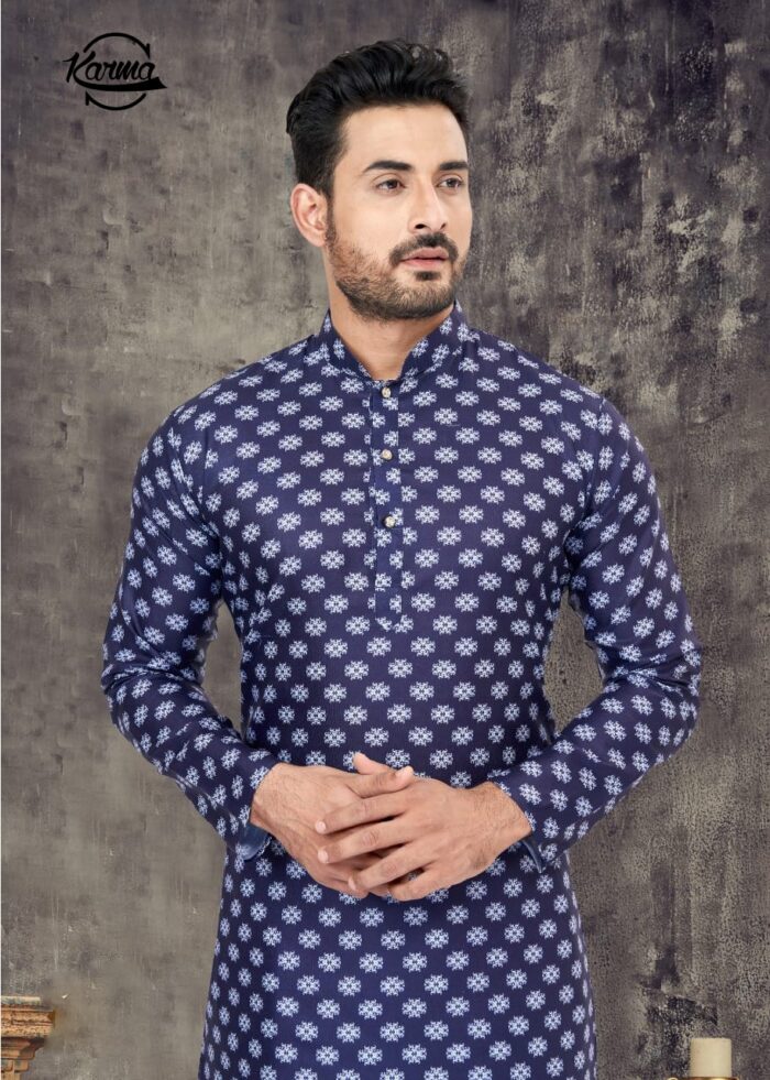 Men's Printed Kurta & Pajama - KarmaOnline