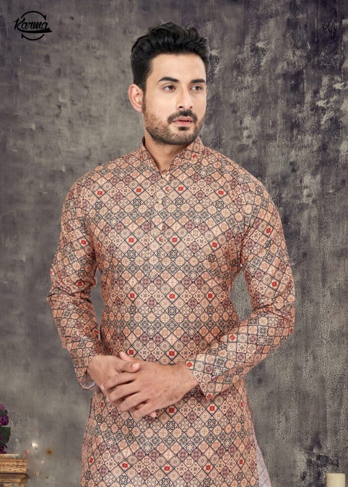 Men's Printed Kurta & Pajama - KarmaOnline