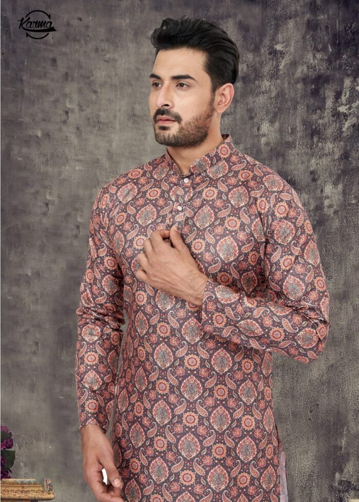 Men’s Digital Printed Kurta Pajama Set - KarmaOnline